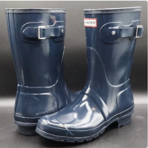 Hunter Womens Boots Original Short Gloss Waterproof Winter Rubber Rain Snow - Picture 1 of 12